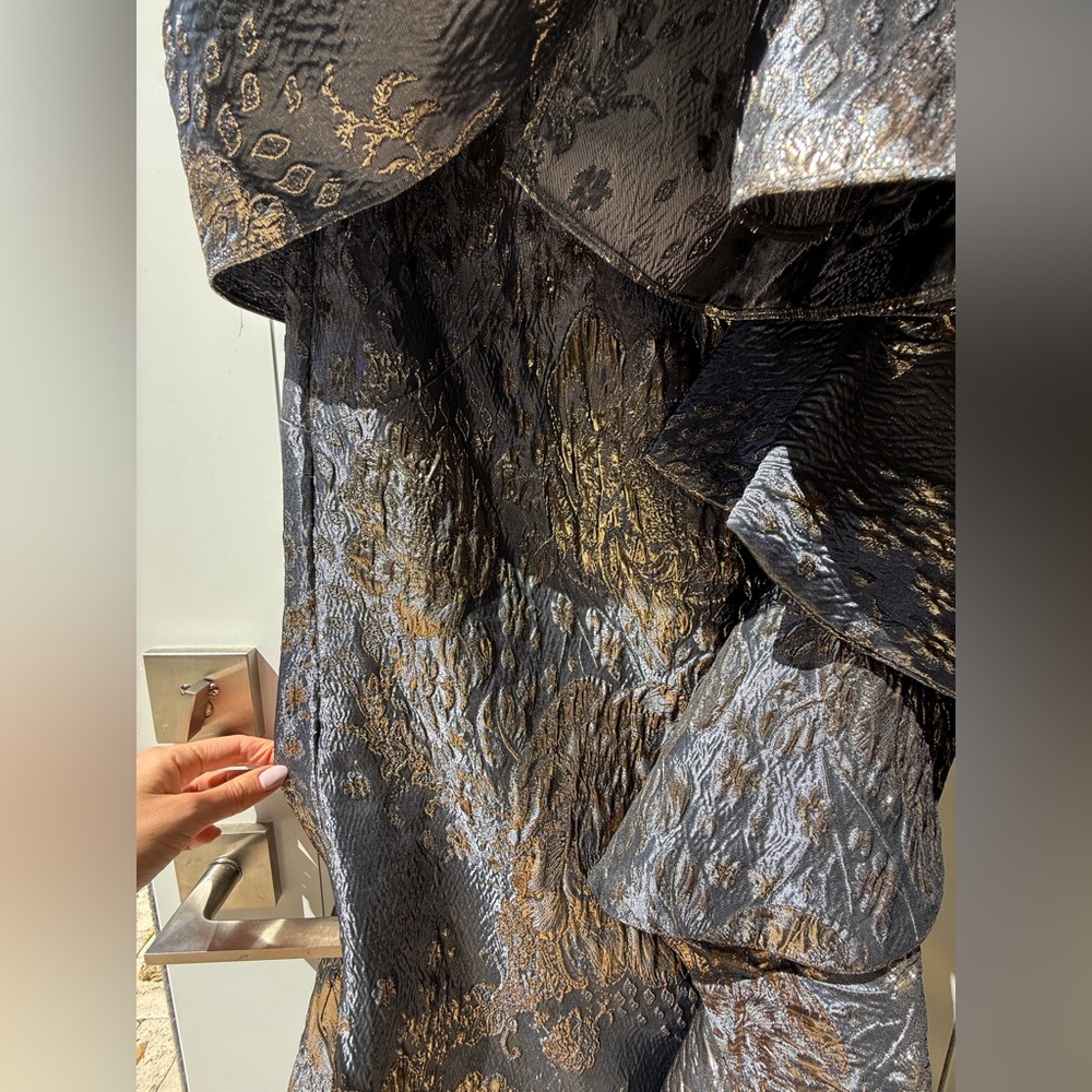 JOVANI Ruffled Accent Mermaid Evening Gown Gray and Gold with custom bolero - Picture 14 of 14